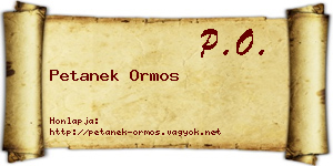 Petanek Ormos névjegykártya